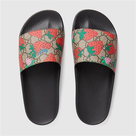 pink womens gucci slides|Gucci slides women strawberry.